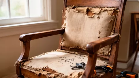 Tapicerowanie krzesła z oparciem